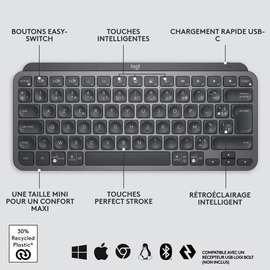Logitech Clavier Compact Sans Fil AZERTY Gris