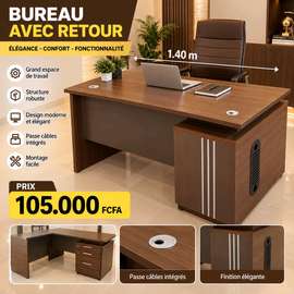 Table de bureau avec retour 1.40m