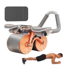 Rouleau abdominal double roue gris orange avec tapis