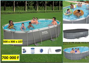 Bestway piscine hors sol ovale 500x300x107 cm gris