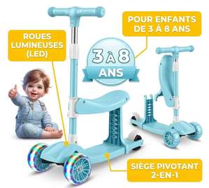Trottinette Enfant 2 en 1 avec Siège (3 à 8 ans)