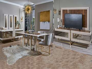 MEUBLE TV LARISSA +BUFFET MIRROIR+TAM 6 PLACES