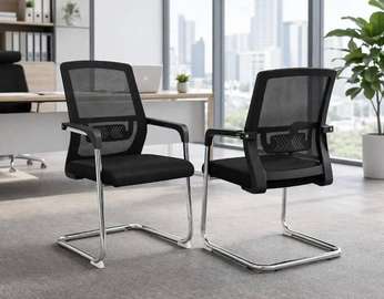 Chaises visiteur ergonomiques noir tissu et maille