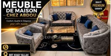 Salon 7 places velour gris