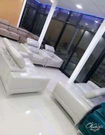 Salon 7places en similicuir et en tissu