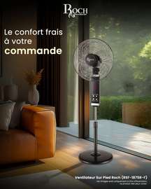 VENTILATEUR ROCH 18' SUR PIED AVEC TELECOMMANDE NOIR