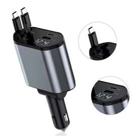 Chargeur voiture USB double port type-C avec affichage