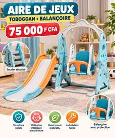 Toboggan Enfant avec Balançoire Réglable