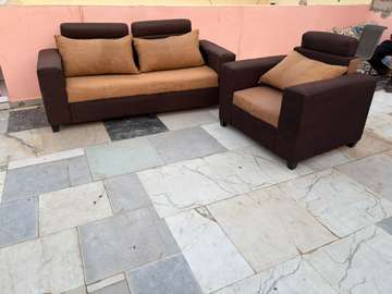 Canapé 3 places et fauteuil marron beige