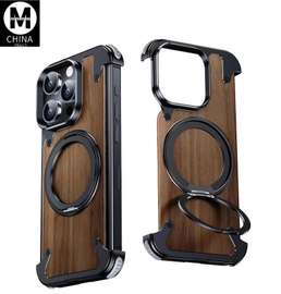 Coque iPhone bois naturel avec anneau magnétique