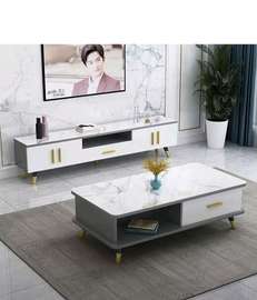 Ensemble meuble TV et table basse noir et blanc moderne