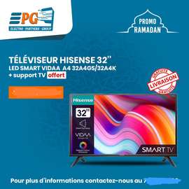 Smart TV Hisense VIDAA A4 32"  Full HD avec support offert
