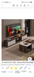Meuble TV-1003 marron mat et kaki clair design
