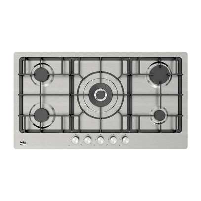 PLAQUE 5FEUX ENCASTRABLE BEKO 4F A GAZ 1F WOK INOX image 2