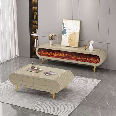 Ensemble meuble TV et table basse effet marbre image 2