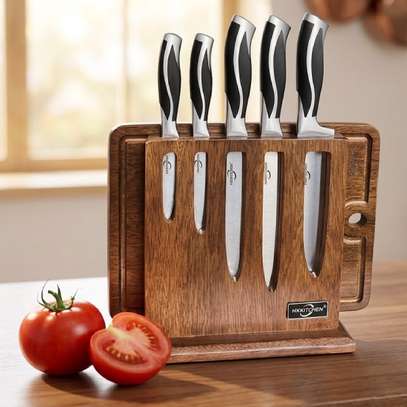 Set couteaux professionnels inox 5 pièces avec support bois image 2