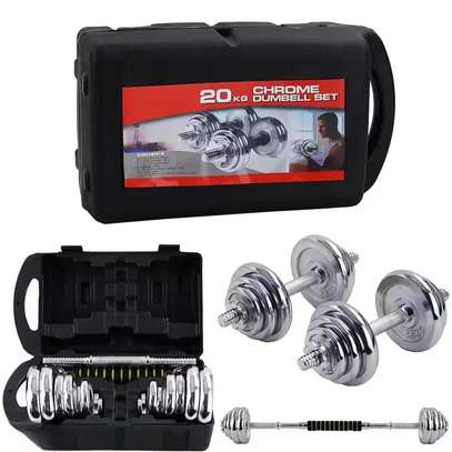 Jeu d’haltère chromée 20kg avec barre de rallonge image 2