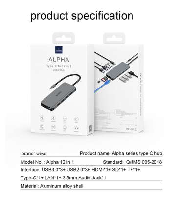 WiWU Alpha 12 En 1 Type C Hub Adaptateur USB image 1