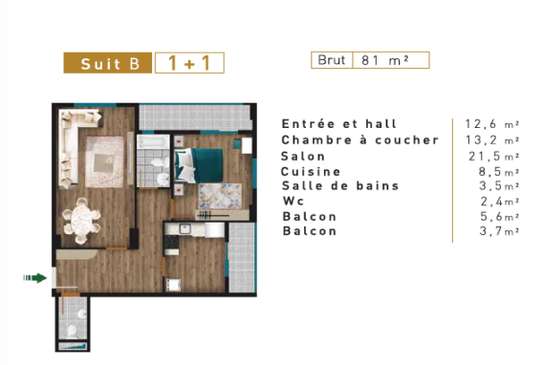 F2 non meublé au 12ème étage avec vue exceptionnelle image 2