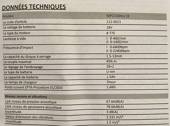 Visseuse perceuse sans fil Max pro image 1