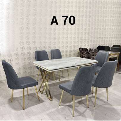 TABLE À MANGER 6PLACES 80X140 MÉTAL BEIGE-GRIS A70 image 1