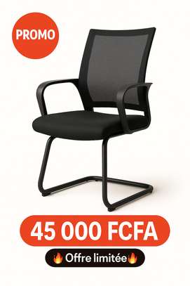 Chaise bureau ergonomique noire dossier maille image 1