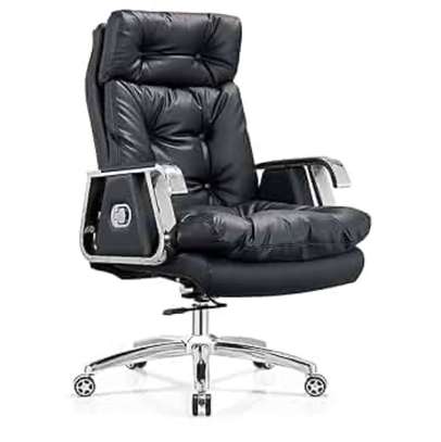 Fauteuil de bureau cuir noir ergonomique réglable image 2