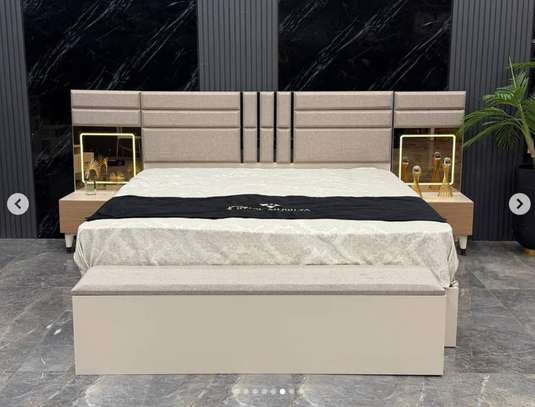 CHAMBRE A COUCHER BATTANTS 4PIECES MARRON BLANC TURQUE image 4