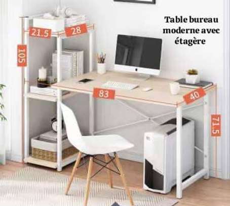 Table bureau avec étagère image 2