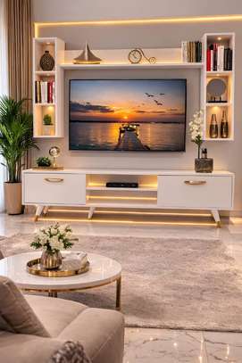 TABLE TELEVISEUR MFC13 BLANC TVB011 + TABLE BASSE MFC1013 image 1