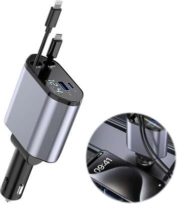 Chargeur Voiture, 120W 4 en 1 rétractable USB C image 3
