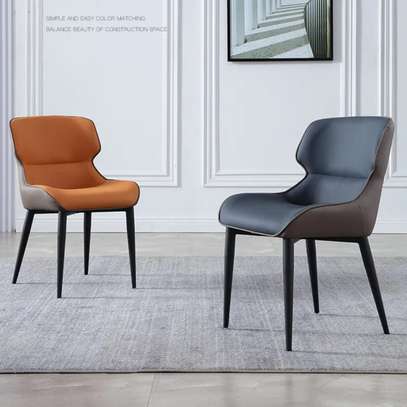 Chaise simili cuir  design moderne métal noir image 3