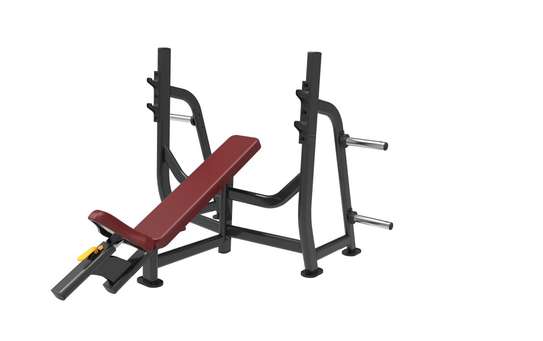 Banc musculation incliné acier rouge et noir image 1