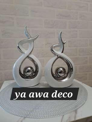 Bibelots Sculptures Céramique métal blanc argenté image 1