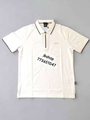 Boss polo homme vert foncé col zippé manches courtes image 4