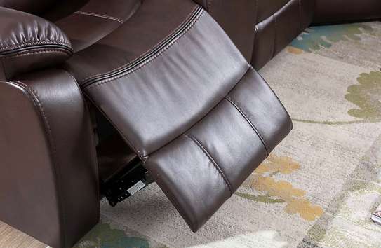 Salon en cuir 5 places avec fauteuils inclinables image 6
