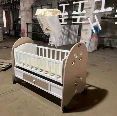 Berceau bébé blanc avec tiroir de rangement bois image 3