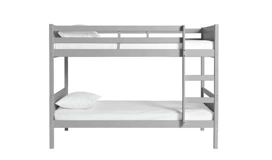 Lit superposé gris enfants 2 couchages solide bois image 2