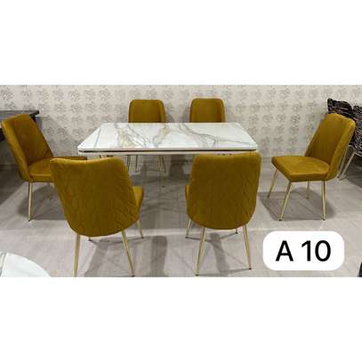 TABLE A MANGER METAL VIP A10 6PLAVES NLANC DORE image 1