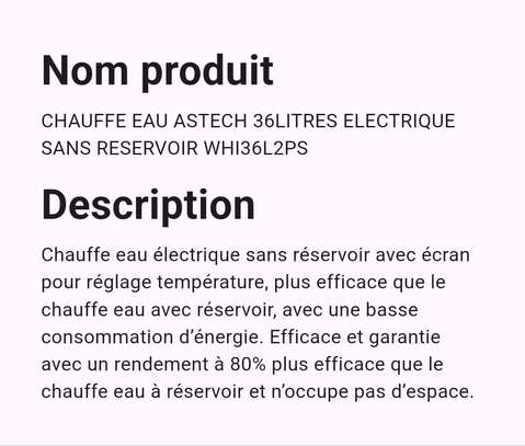 Astech chauffe-eau instantané beige réglage précis image 1