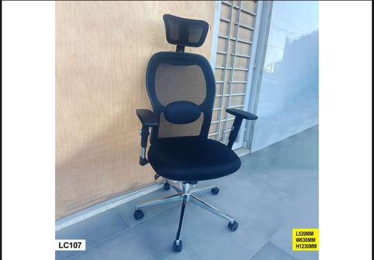 Fauteuil bureau ergonomique noir dossier haut chromé image 2