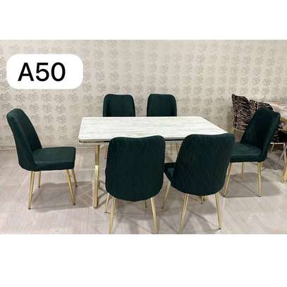 TABLE A MANGER 6PLACES 80X140 METAL BLANC VERT A50 image 2