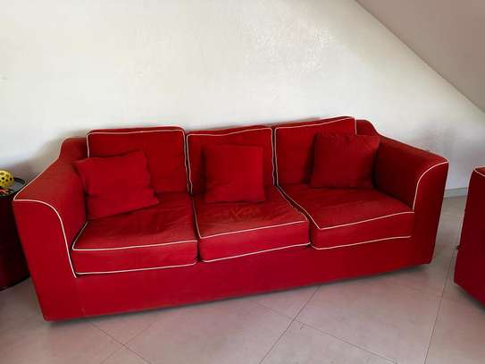 Salon en tissu 6 places très spacieux couleur rouge image 4