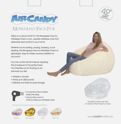 Fauteuil/pouf gonflable en fausse fourrure très douce image 4