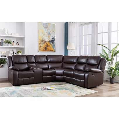 Salon en cuir 5 places avec fauteuils inclinables image 2