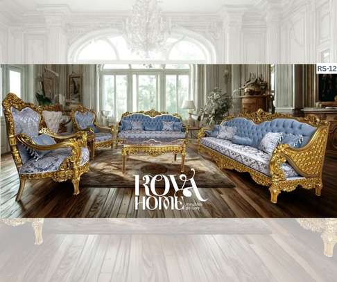 Salon classique royal gris clair et doré 5 places image 10