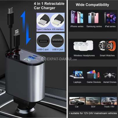 Chargeur de voiture rétractable 4 en 1, Charge rapide 66W image 8