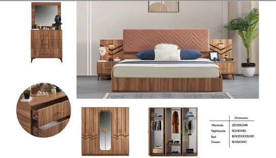 CHAMBRE A COUCHER 6BATTANTS 4PIECES MARRON WOOD image 1