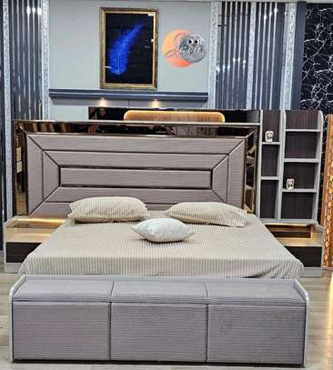 CHAMBRE A COUCHER ARMOIRE 6BATTANTS 6PIECES MARRON GRIS ANKA image 2