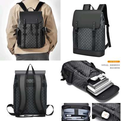 Sac à dos cuir multifonction Unisex noire image 7